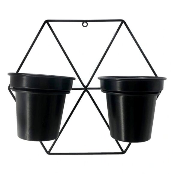 Nobia Other - Nobia Black Iron Metal Wall Hanging Dual Planter